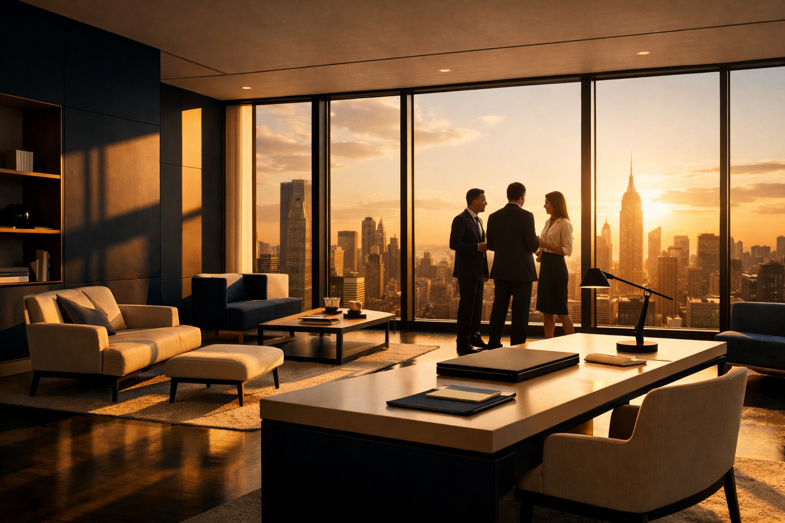 Modernes Büro mit Skyline-Blick — die Arbeitsatmosphäre bei Nordlicht Consult